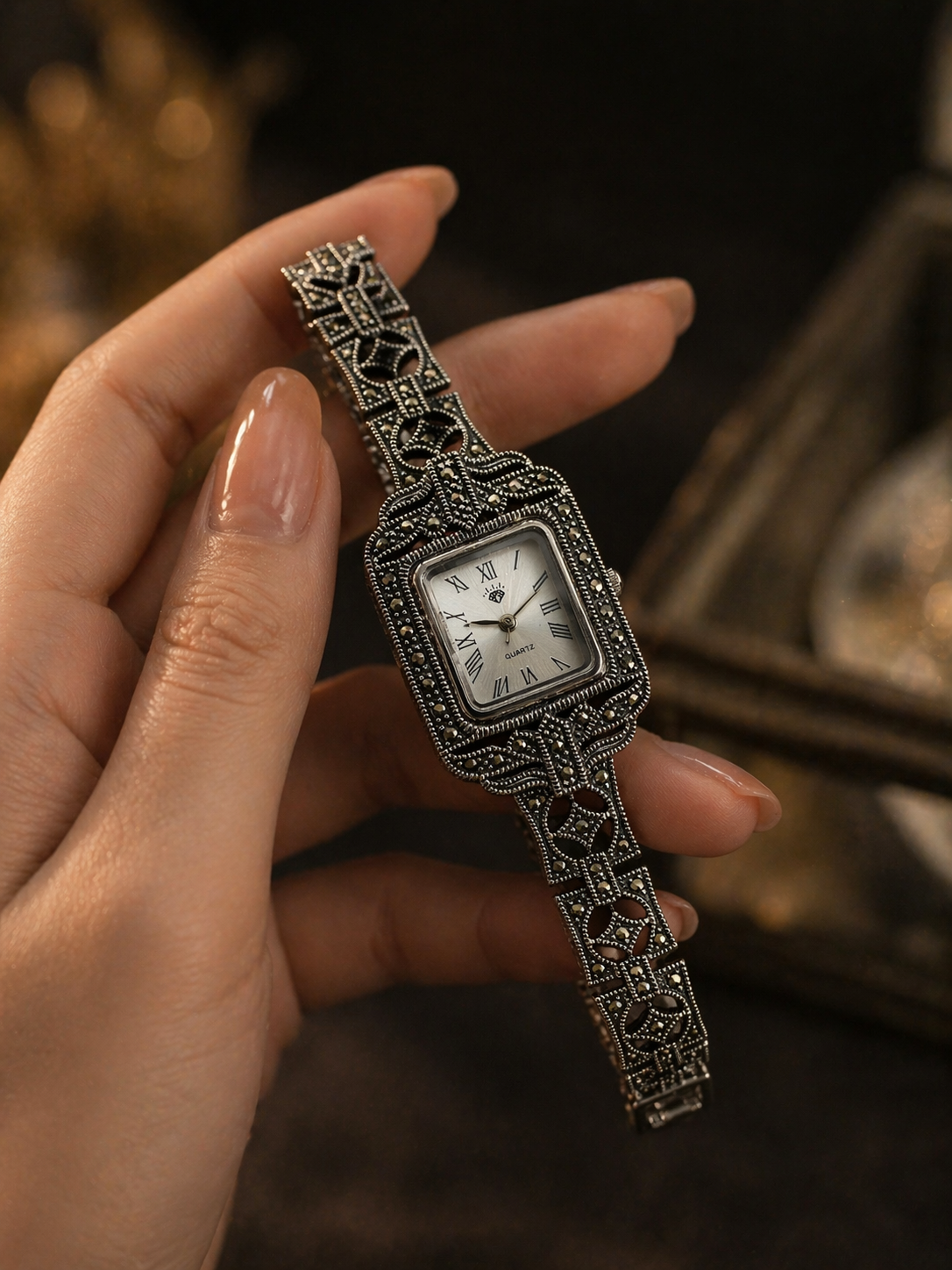Delicate Marcasite Link Watch