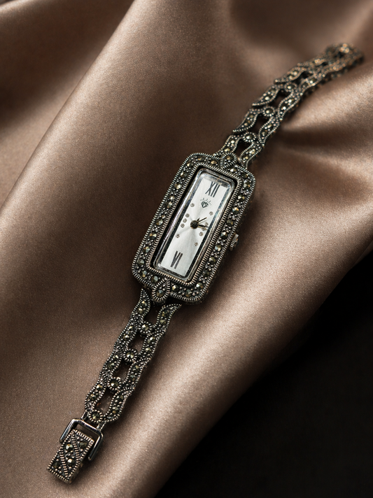 Vintage-Inspired Marcasite Link Watch
