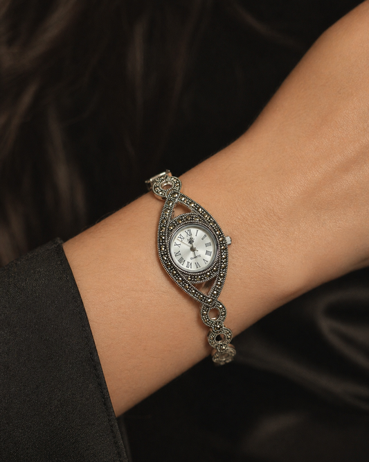 Elegant Marcasite Link Watch