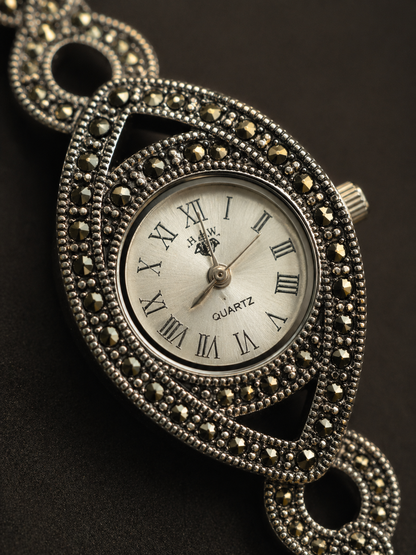 Elegant Marcasite Link Watch