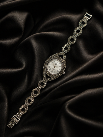 Elegant Marcasite Link Watch