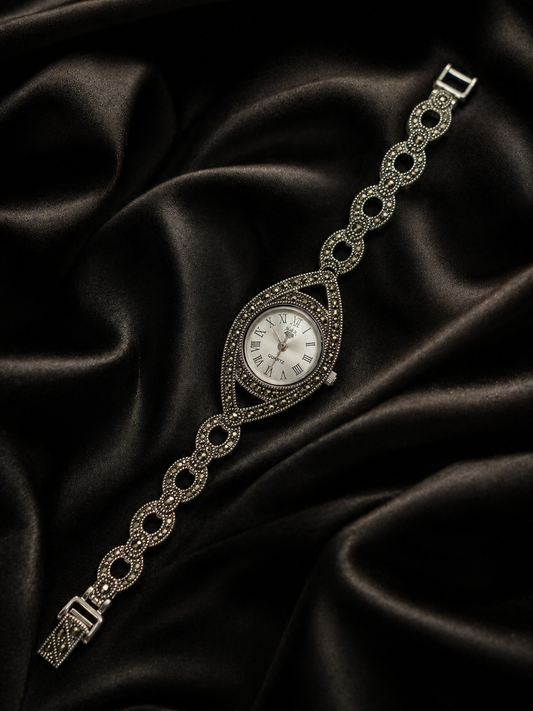 Elegant Marcasite Link Watch