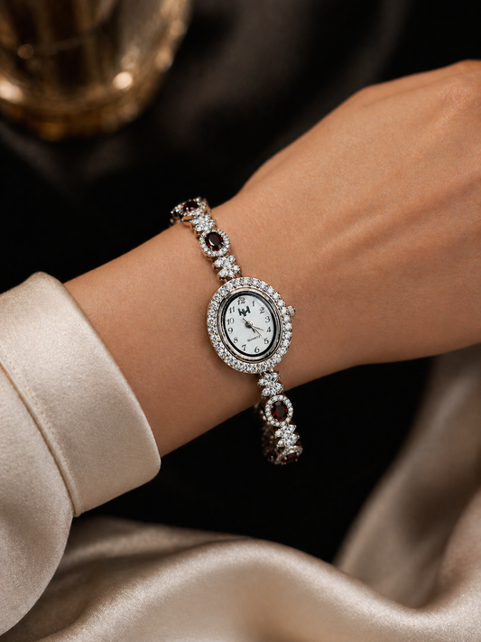 Radiant CZ & Red Stone Link Watch