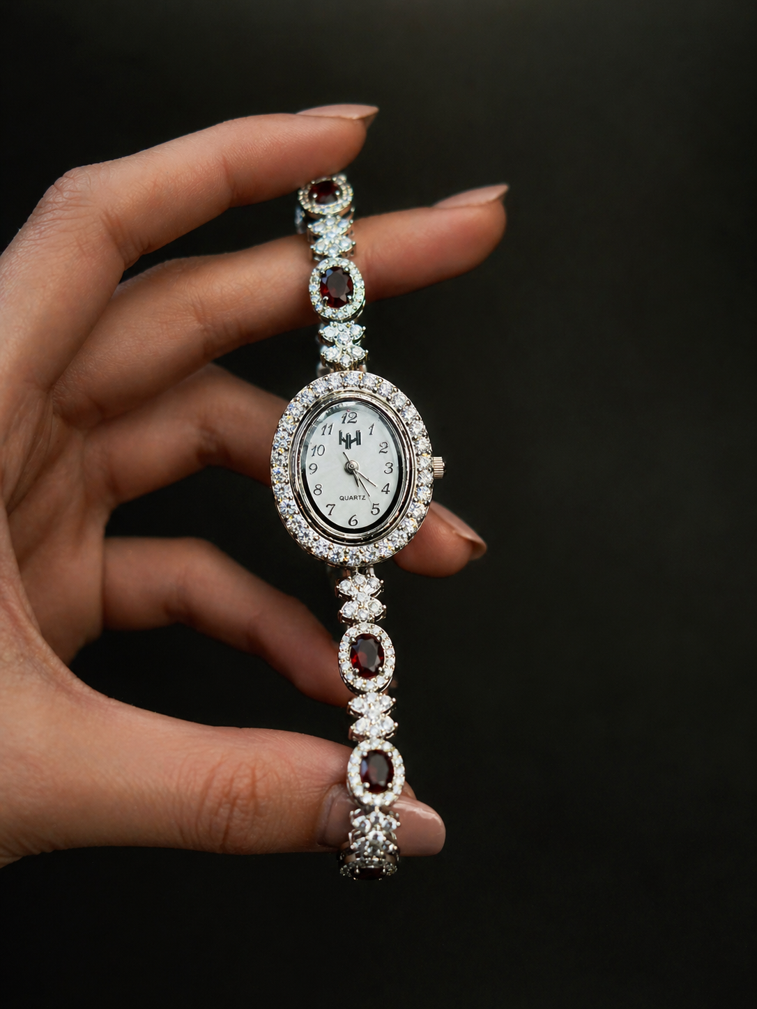 Radiant CZ & Red Stone Link Watch