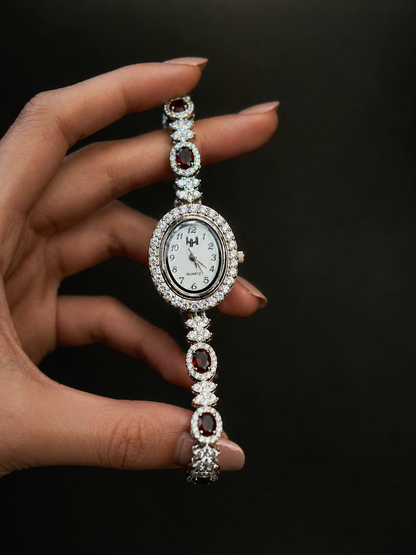 Radiant CZ & Red Stone Link Watch