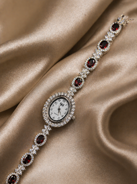 Radiant CZ & Red Stone Link Watch