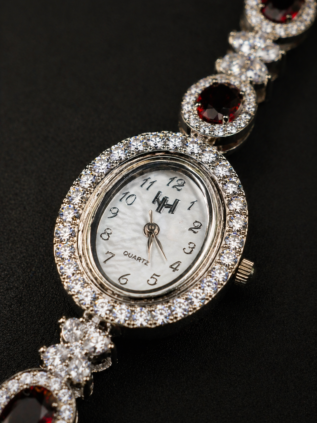Radiant CZ & Red Stone Link Watch