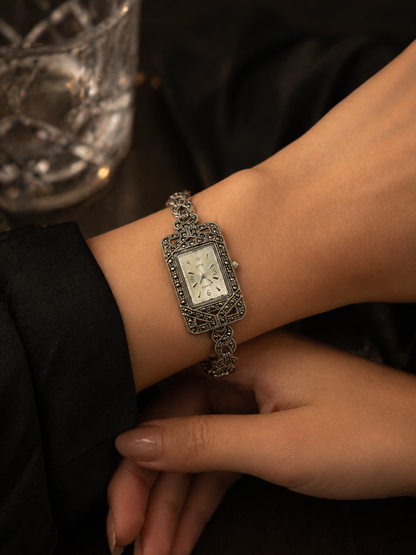 Ornate Marcasite Link Watch