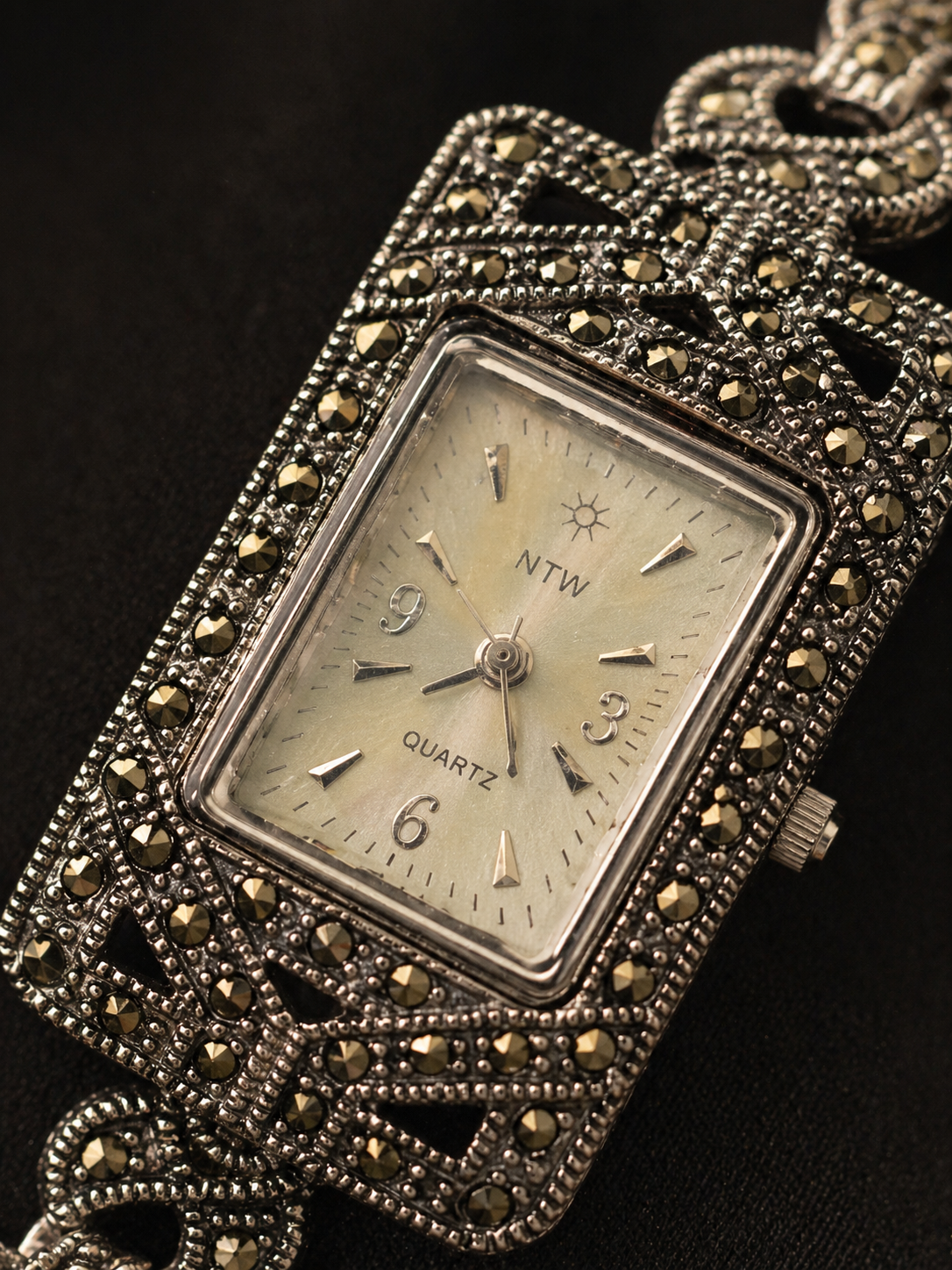 Ornate Marcasite Link Watch
