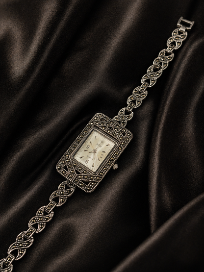 Ornate Marcasite Link Watch