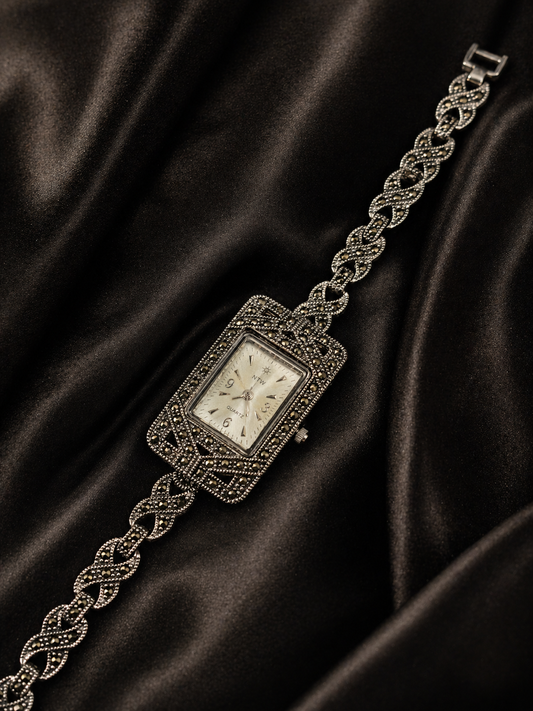 Ornate Marcasite Link Watch
