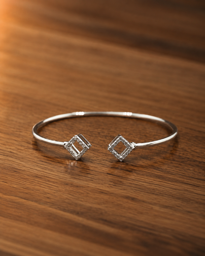 Box Frame CZ Bangle