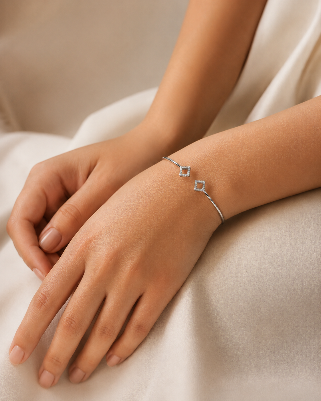 Box Frame CZ Bangle