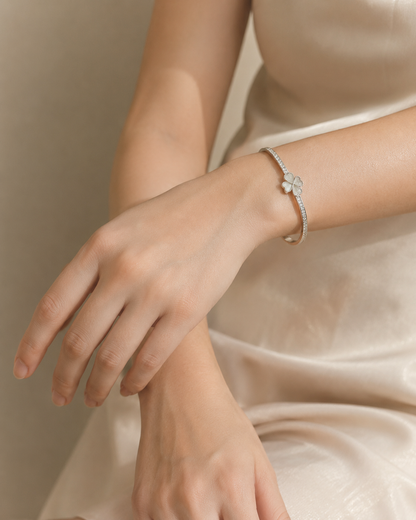 Clover Pearl CZ Charm