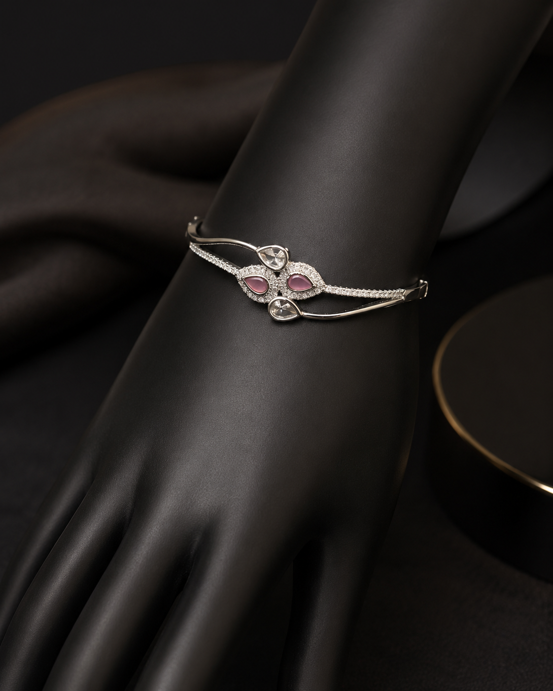Pink Haze Silver Bangle
