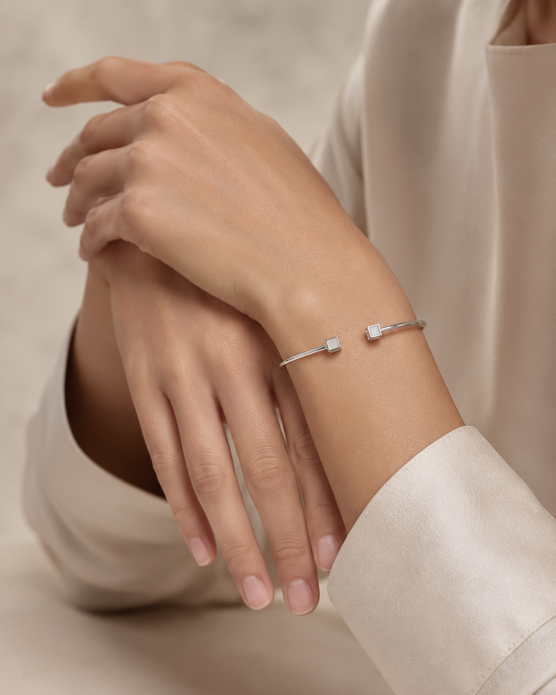 Square Pearl MOP Charm