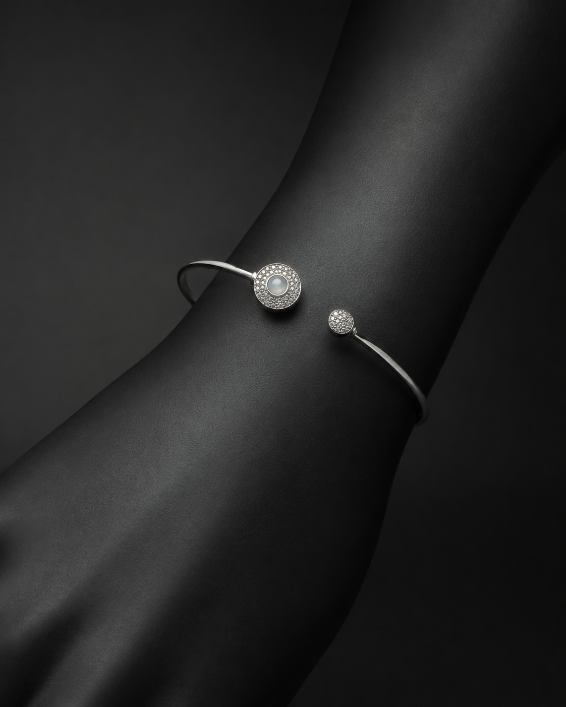 Pearl CZ Silver Kada