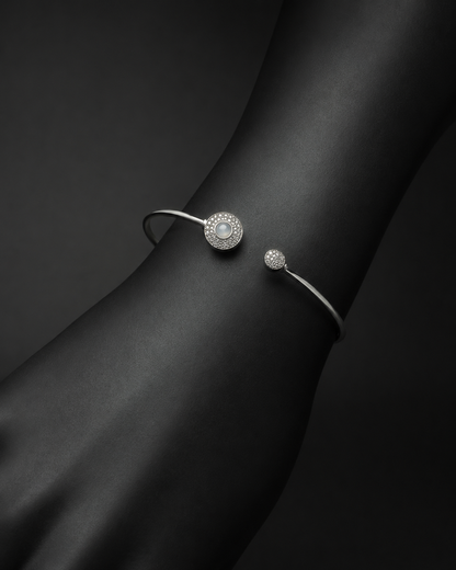 Pearl CZ Silver Kada