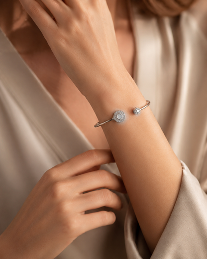 Pearl CZ Silver Kada