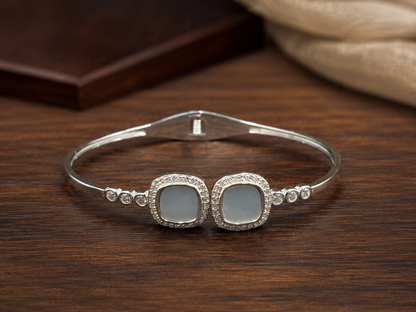 Square Pearl Silver Charm