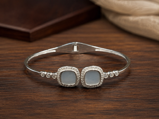 Square Pearl Silver Charm