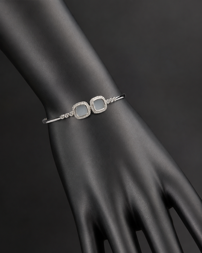 Square Pearl Silver Charm