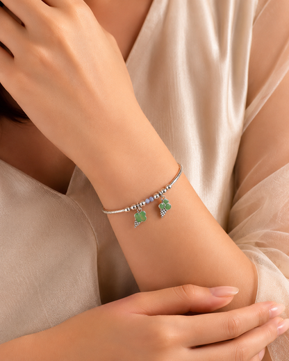 Green Charm Silver Bracelet