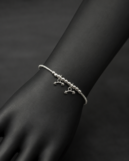 Dumbbell Charm Silver Bracelet