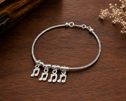 Music Charm Silver Bracelet