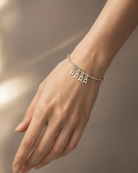 Music Charm Silver Bracelet