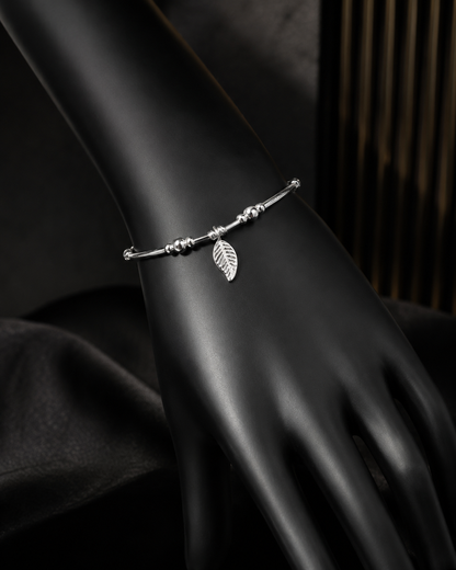 Leaf Charm Silver Bracelet
