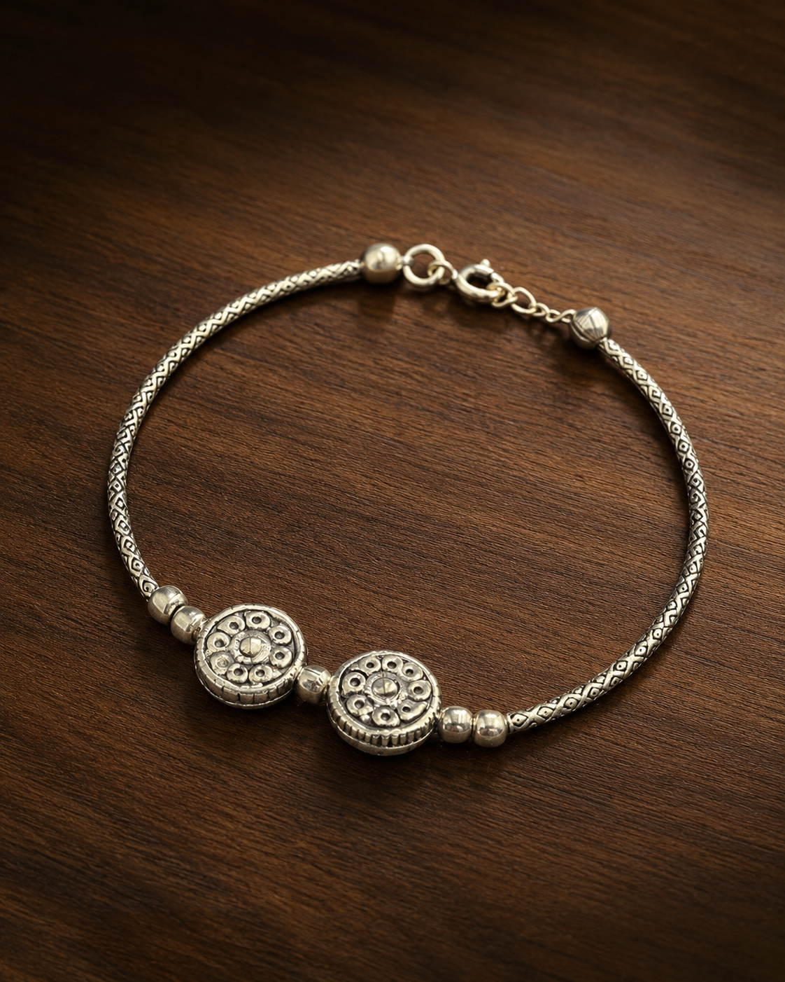 Ancient Wheel Silver Bracelet