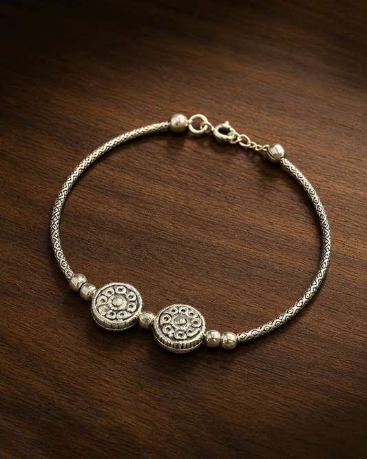 Ancient Wheel Silver Bracelet