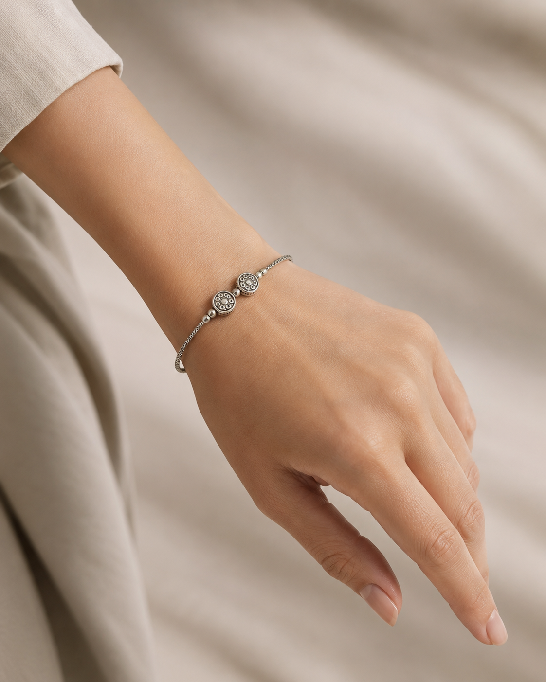 Ancient Wheel Silver Bracelet