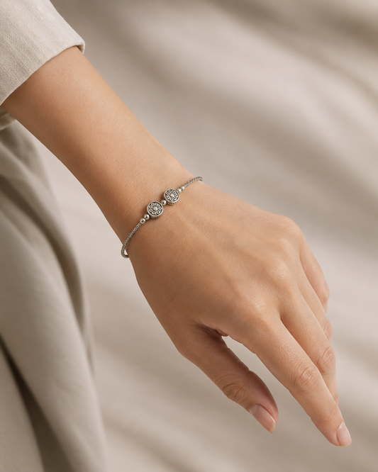 Ancient Wheel Silver Bracelet