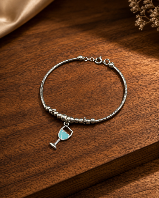 Wine Charm Silver Bracelet