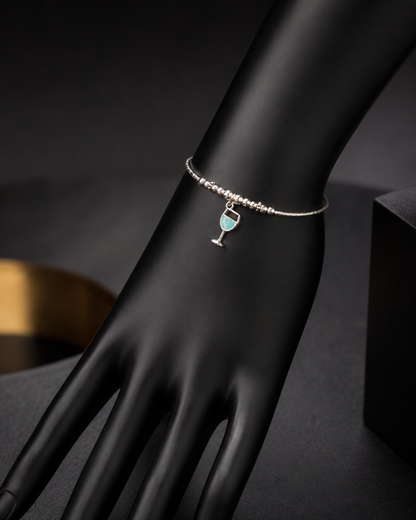 Wine Charm Silver Bracelet