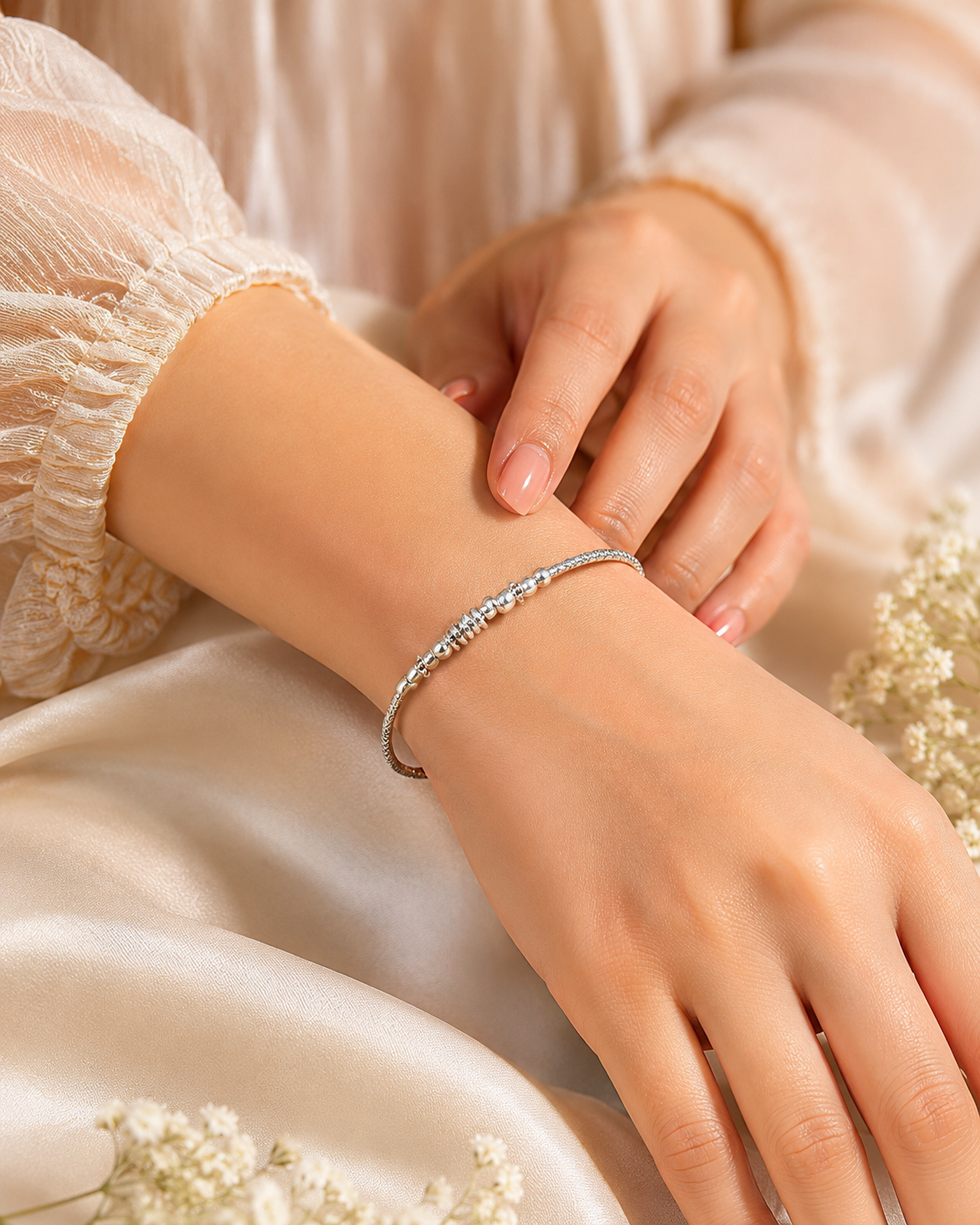Beaded Silver Bracelet