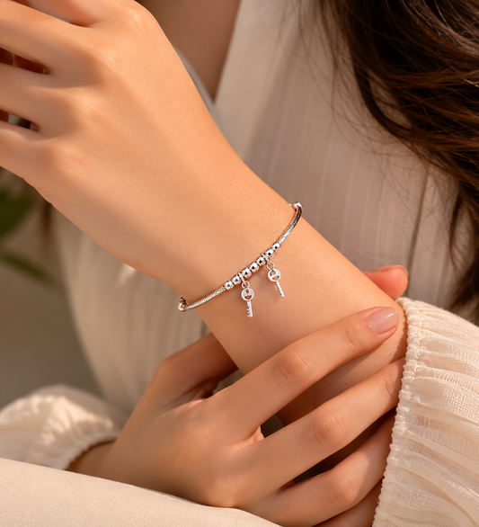 Key Charm Silver Bracelet