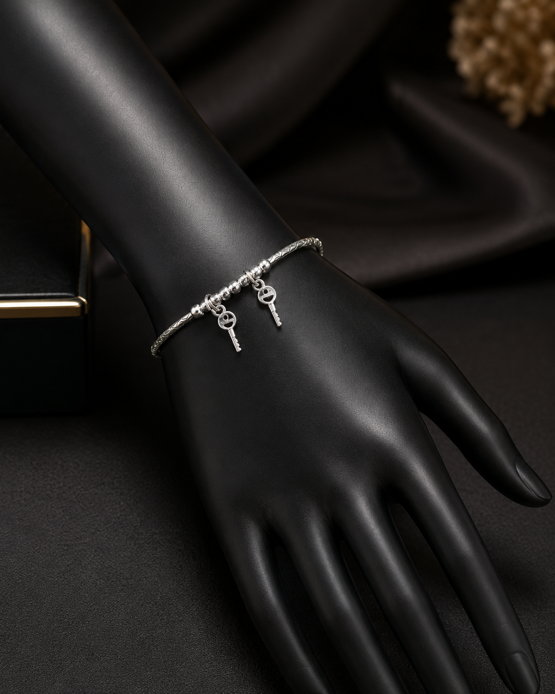 Key Charm Silver Bracelet