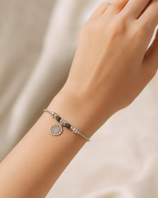 Compass Charm Silver Bracelet
