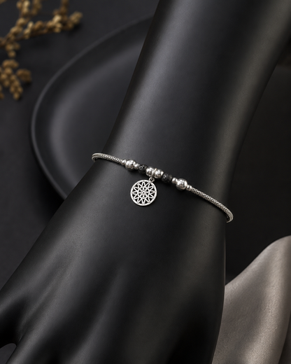 Compass Charm Silver Bracelet
