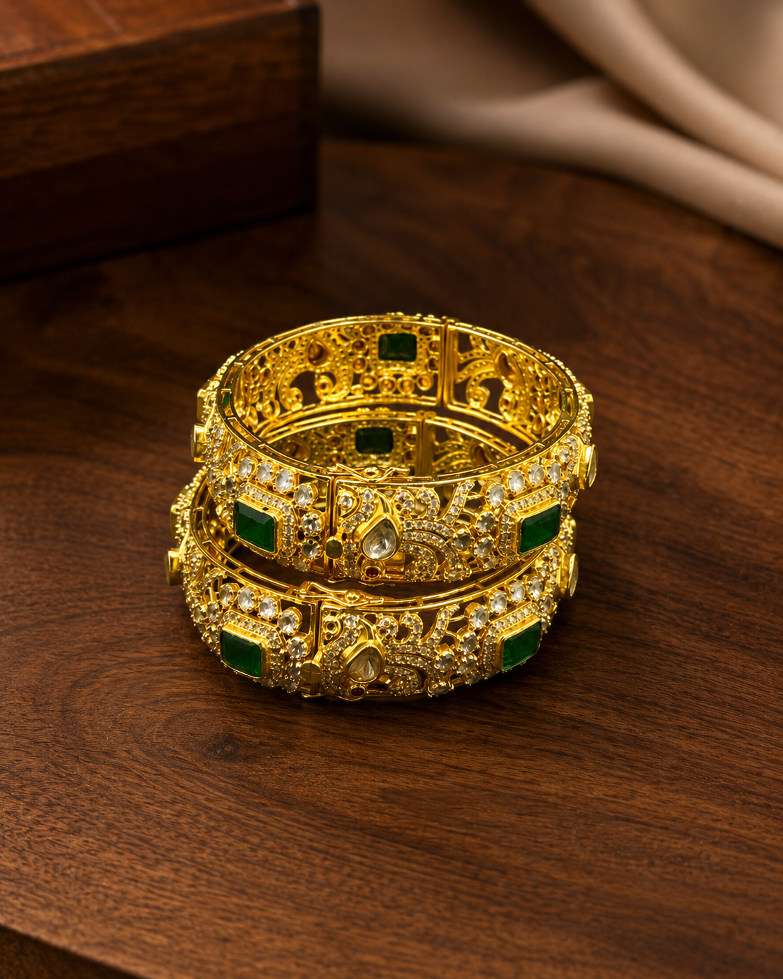 Filigree CZ Gold Bangle