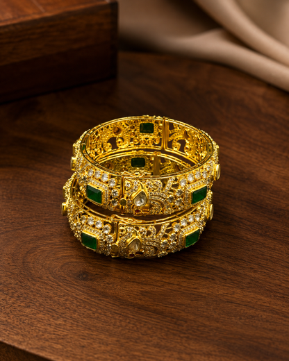 Filigree CZ Gold Bangle