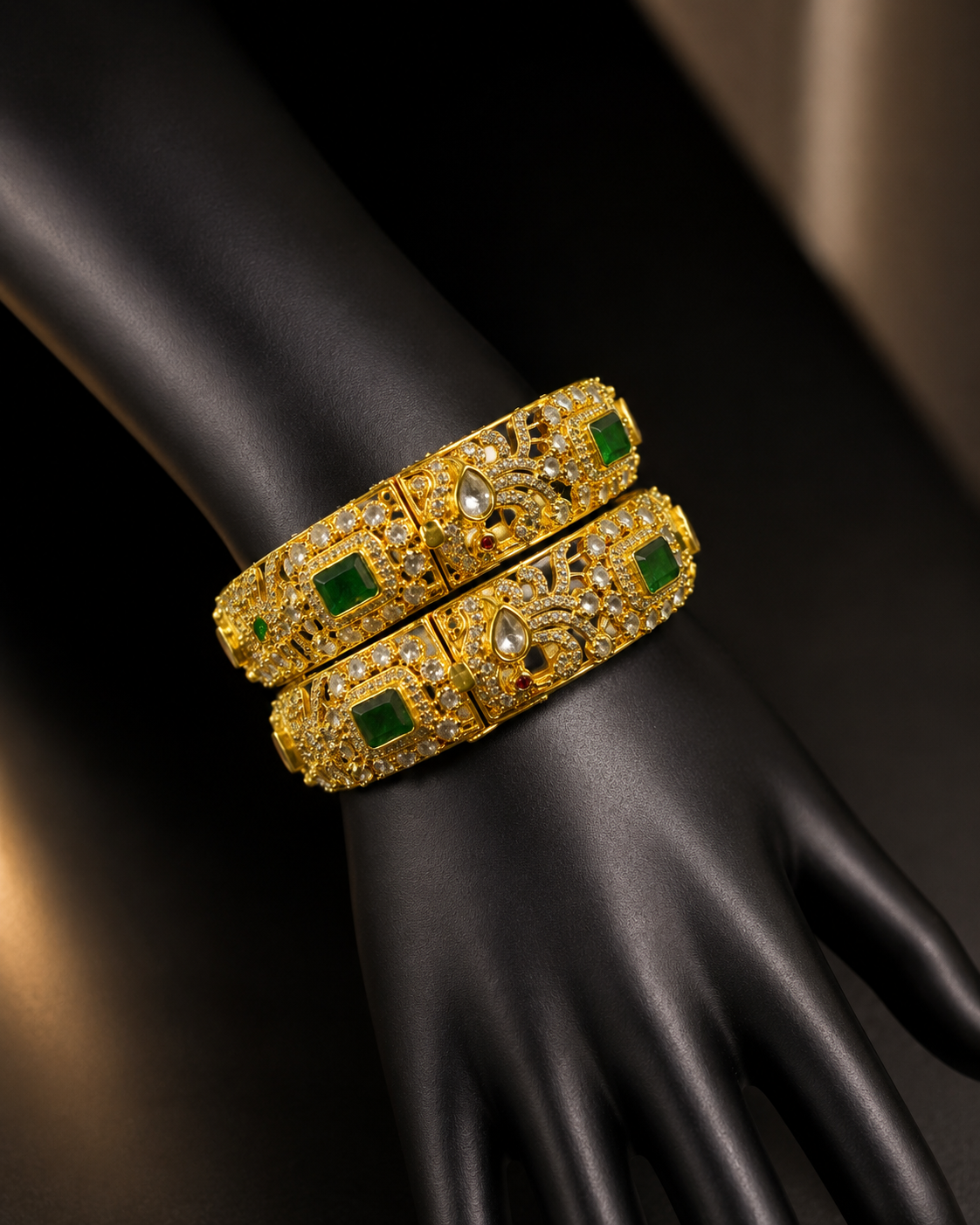 Filigree CZ Gold Bangle