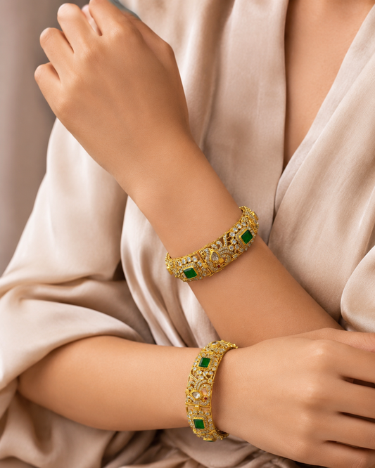 Filigree CZ Gold Bangle