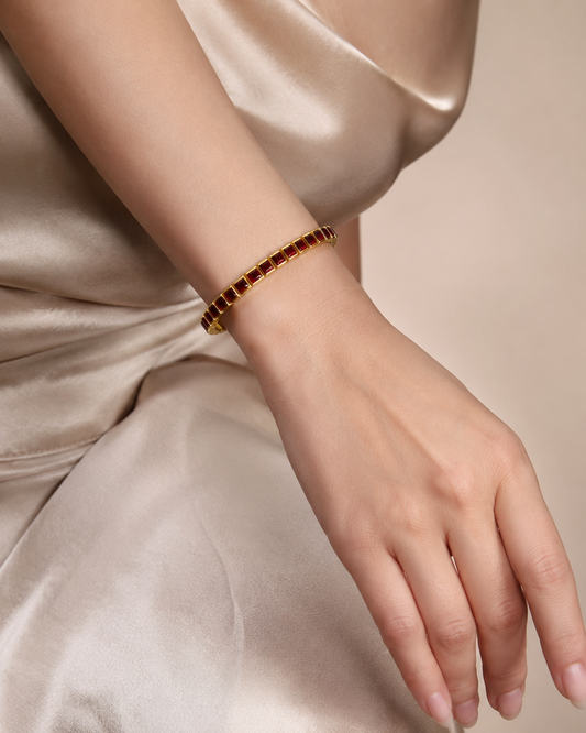 Red Stone Gold Bangle
