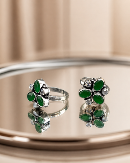 The Heavyweight Green CZ Toe Ring