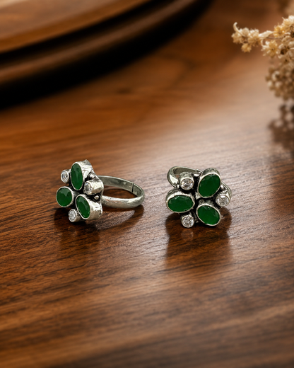 The Heavyweight Green CZ Toe Ring
