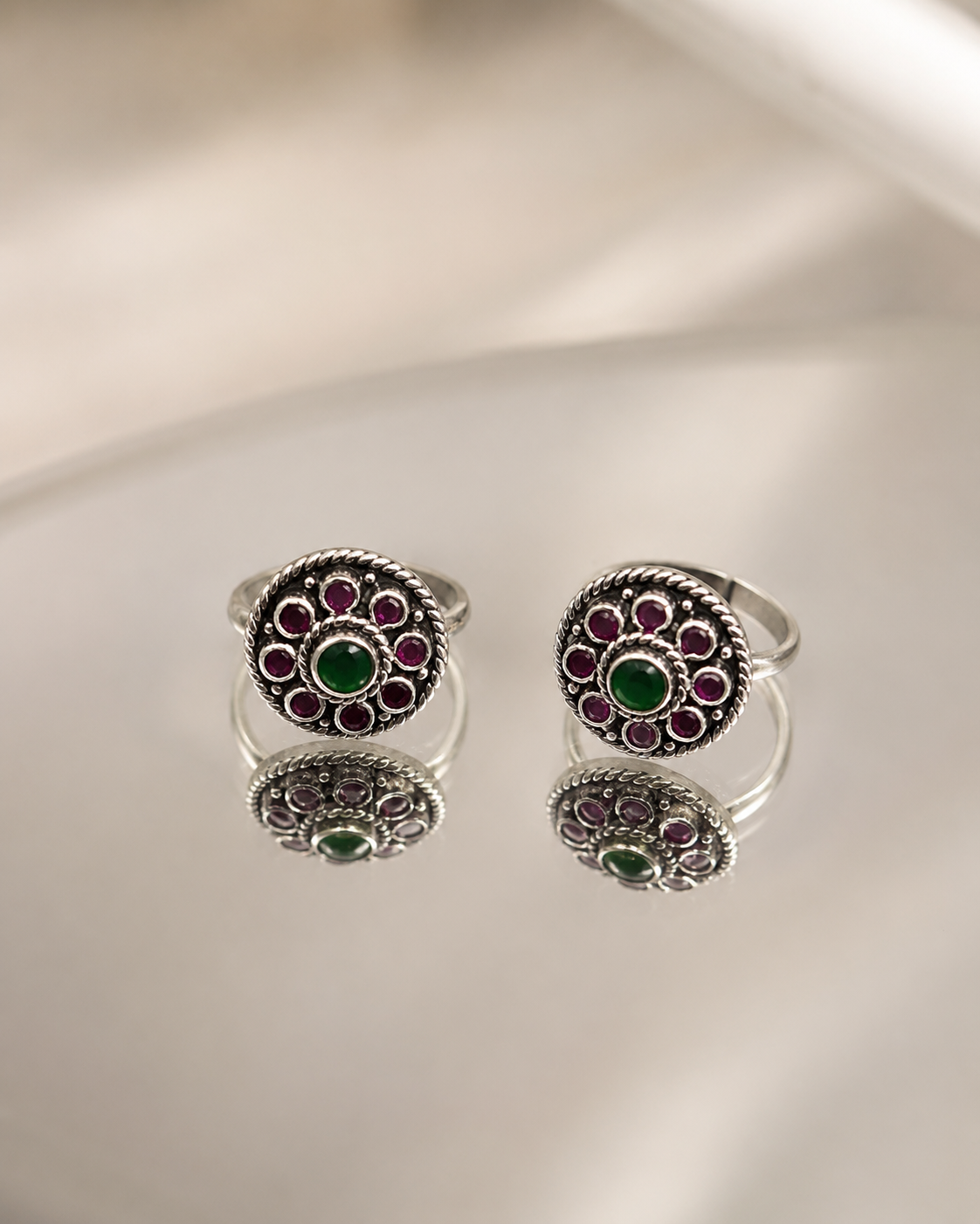 The Grand Red & Green CZ Toe Ring